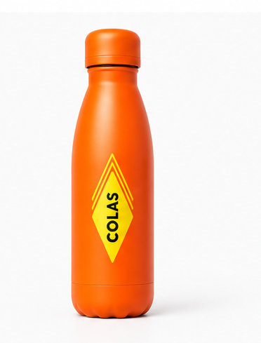 Colas branded orange drink bottle