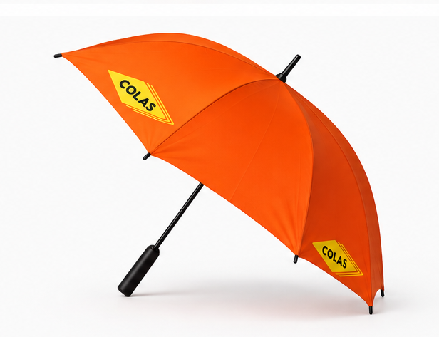 Colas branded orange umbrella